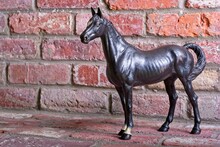 Antique Iron Horse On Brick Hearth