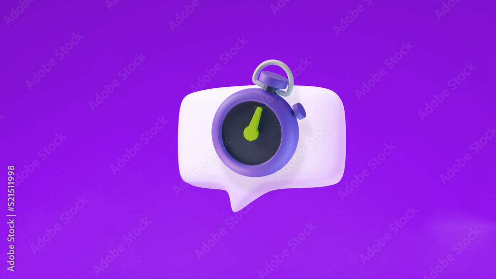 3d ballon chat timer emoji icon message purple cute conversation ...