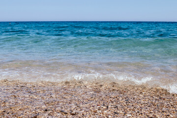 Wall Mural - waves crashing on the shore. close-up seascape.