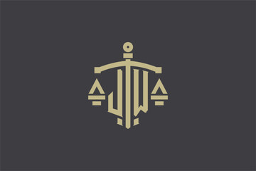 Wall Mural - Letter JW logo for law office and attorney with creative scale and sword icon design