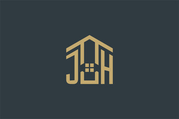 Initial JH logo with abstract house icon design, simple and elegant real estate logo design