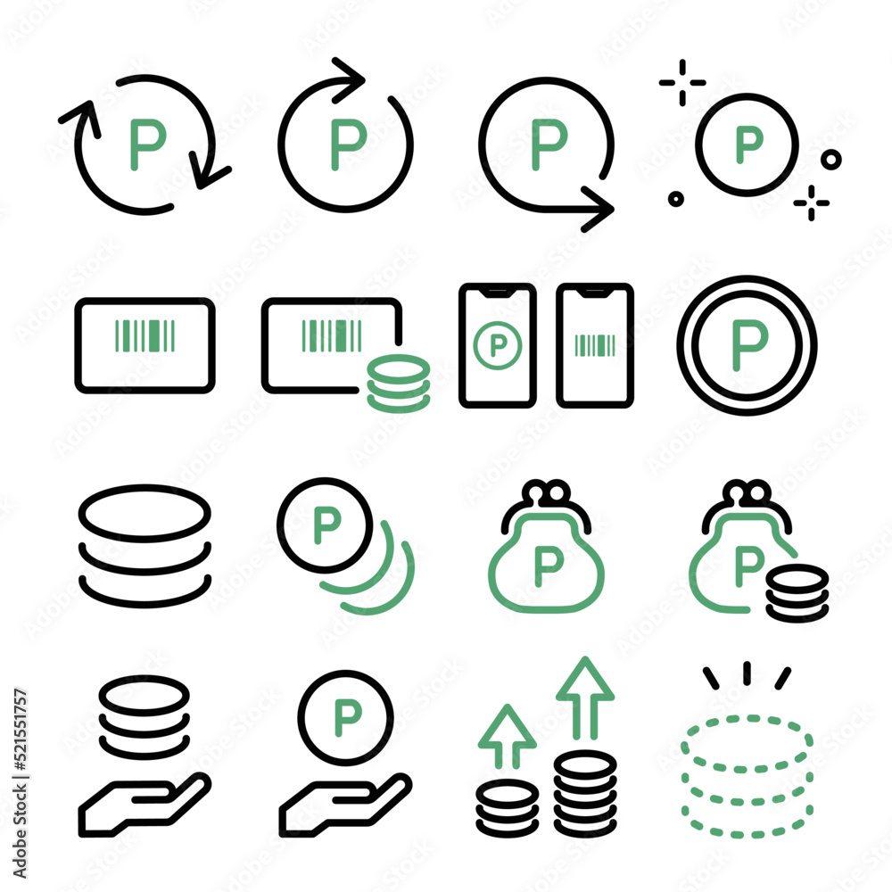 ポイント・ポイントカード・メンバーズカード・コインのアイコンセット Stock Vector | Adobe Stock