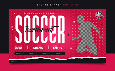 Soccer sports tournament banner flyer for social media post