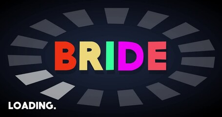 Poster - Bride text with Loading, Downloading, Uploading Bar Indicator. Download, Upload on computer screen.