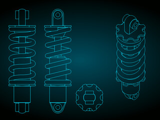 Wall Mural - Bike rear swingarm shock blueprints