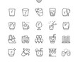 Drink glassware type. Cocktail, beverage. Broken glass. Bar and cheers. Pixel Perfect Vector Thin Line Icons. Simple Minimal Pictogram