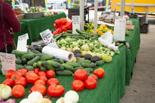 A View Of A Table Full Of Fresh Farmers Market Produce.