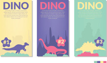 Social Media Feed Template For Kids Theme. Illustration Of Dinosaurs 