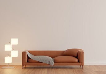 Sticker - Modern interior living room design and wall pattern texture background with standing lamp