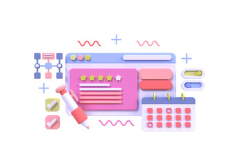 Web development for UI UX design concept illustration Landing page template business idea background