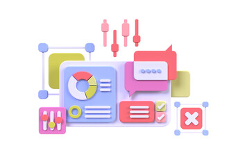 Web development for UI UX design concept illustration Landing page template business idea background