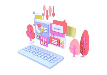 Web development for UI UX design concept illustration Landing page template business idea background