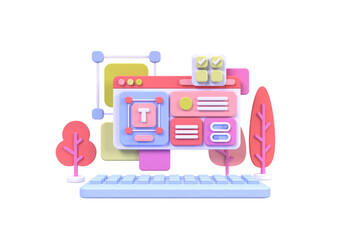 Web development for UI UX design concept illustration Landing page template business idea background