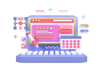 Web development for UI UX design concept illustration Landing page template business idea background