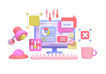 Web development for UI UX design concept illustration Landing page template business idea background
