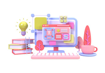 Web development for UI UX design concept illustration Landing page template business idea background