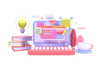 Web development for UI UX design concept illustration Landing page template business idea background