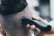 Barbershop haircut styling with hair clipper