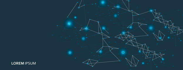 Poster - Vector digital connect lines on blue background. Abstract technology design