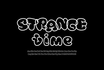 Poster - Comic font drawn by line, alphabet in the cartoon style