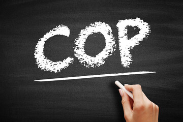 Aufkleber - cop - change order proposal acronym, business concept on blackboard