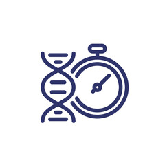 Sticker - fast dna test line icon, genetic testing