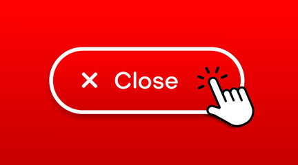 Fototapete - Hand mouse cursor click red shut down, close button or sign for website, mobile app, UI.