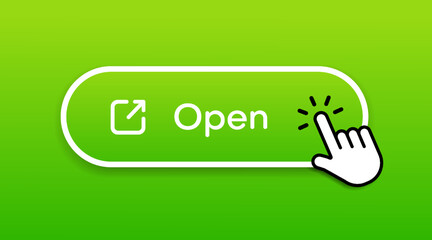 Fototapete - Hand mouse cursor click green turn on, open button or sign for website, mobile app, UI.