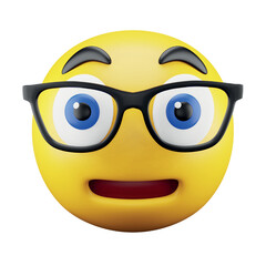 Wall Mural - Nerd emoji face 3d rendering isometric icon.