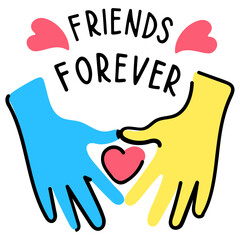 Canvas Print - A cute hand drawn flat sticker of best friendship