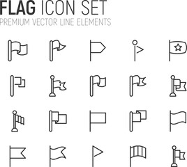 Poster - simple line set of flag icons.