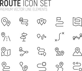 Canvas Print - Simple line set of route icons.