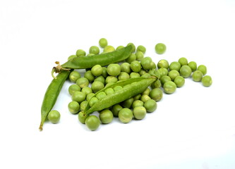 Sticker - fresh green peas isolated on a white background. Studio photo