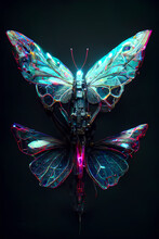 Cyborg Butterfly, Futuristic Style, Digital Art