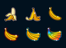 Banana Badge Emotes Collection. Can Be Used For Twitch Youtube. Set Illustration