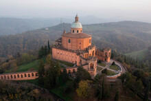Aerial View Of Sanctuary Of The Madonna Di San Luca In Bologna, Italy..
