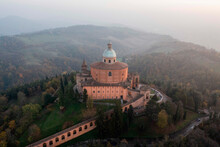 Aerial View Of Sanctuary Of The Madonna Di San Luca In Bologna, Italy..
