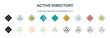 © IconArt - active directory icon in 18 different styles such as thin line, thick line, two color, glyph, colorful, lineal color, detailed, stroke and gradient. set of active directory vector for web, mobile,
