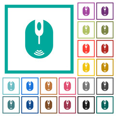 Sticker - Wireless computer mouse flat color icons with quadrant frames