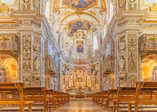 Vue De L'intérieur De L'Église Du Gesù De Palerme, Sicile.