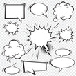 © halimqdn - Comic dialog empty cloud, space text.Creative idea conversation comics book sketch explosion.