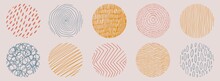 Abstract Circle Pattern Design Big Vector Illustration Set In Yellow Pink And Blue Colour On Isolated Background Large Texture Pattern Wallpaper Cover Icon Bullet Point To Do Concept