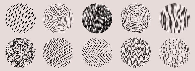 Abstract circle pattern design big vector illustration set in black and white colour on isolated background large texture pattern wallpaper cover icon bullet point to do concept