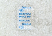 Sachet Of New Silica Gel Crystals. It Is A Desiccant. It Adsorbs Water Vapor.