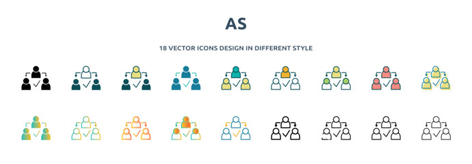 Poster - as icon in 18 different styles such as thin line, thick line, two color, glyph, colorful, lineal color, detailed, stroke and gradient. set of as vector for web, mobile, ui