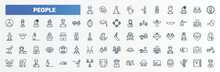 Special Lineal People Icons Set. Outline Icons Such As Dutch, Spindle, Baby Zone, Muslim Man, Lesbian Couple, Walking Downstairs, Technician, Korean, Business Partnership, Classroom Stats Line