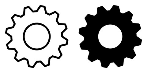 Fototapete - ofvs58 OutlineFilledVectorSign ofvs - gear vector icon . isolated transparent . gear wheel sign . black outline and filled version . AI 10 / EPS 10 . g11367