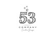 hand drawing number 53 logo icon design for company template. Creative logotype in pencil style