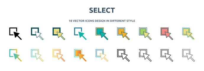 Poster - select icon in 18 different styles such as thin line, thick line, two color, glyph, colorful, lineal
