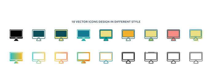 Poster - icon in 18 different styles such as thin line, thick line, two color, glyph, colorful, lineal color, detailed, stroke and gradient. set of vector for web, mobile,